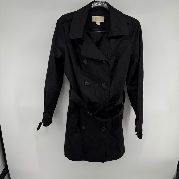 Michael Kors Jackets & Blazers - Michael Michael Kors Womens Black Double Breasted Belted Trench Coat Large